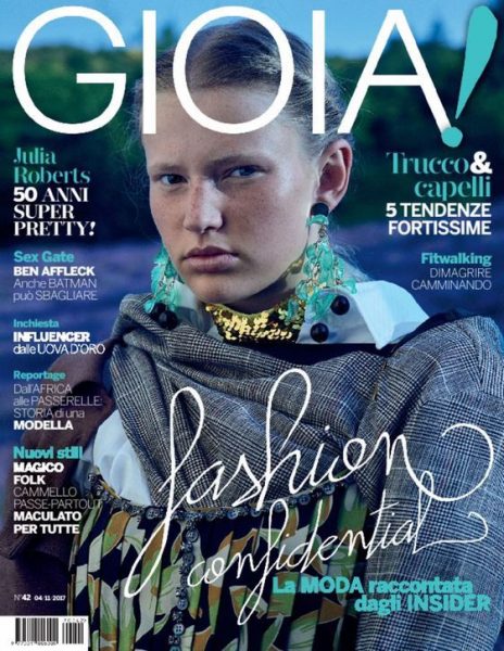 Karin Pesikova on the cover of Gioia Italia 4 November 2017